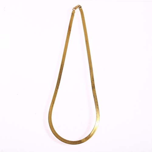 1185 - An Italian 9ct gold herringbone link chain necklace, length 46cm, 8.3g