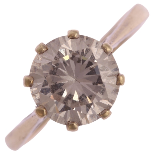 1234 - A late 20th century 9ct white gold solitaire paste ring, London 1982, setting diameter 9.6mm, size N... 