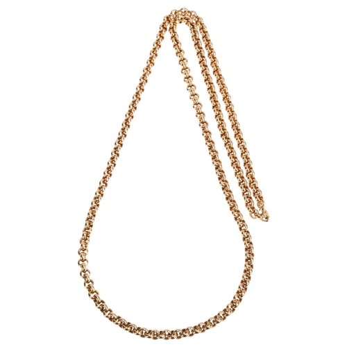 1238 - A 9ct gold belcher link chain necklace, length 66cm, 24g