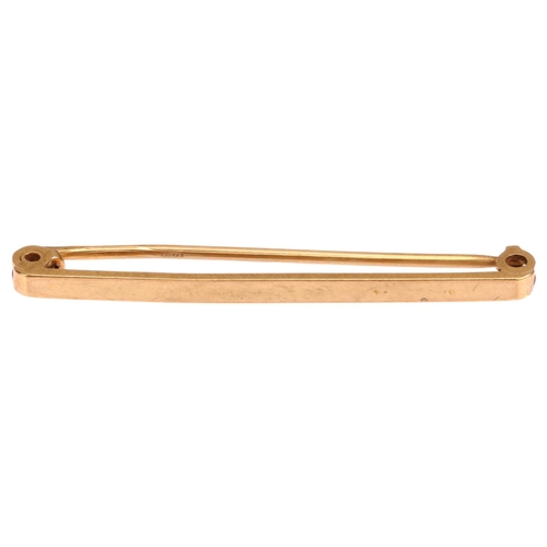 1254 - A mid-20th century 9ct gold tie clip/bar brooch, maker HH&S, Birmingham 1947, length 44.5mm, 2.1g