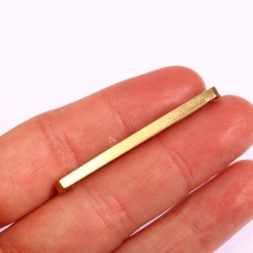 1254 - A mid-20th century 9ct gold tie clip/bar brooch, maker HH&S, Birmingham 1947, length 44.5mm, 2.1g