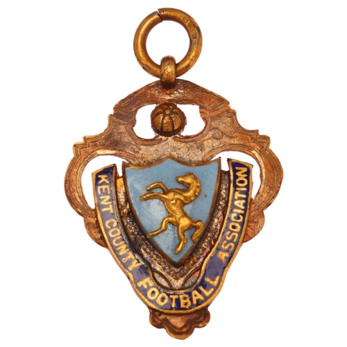 1269 - An early 20th century 9ct gold and enamel Kent County Football Association Amateur Cup Winners 1913-... 