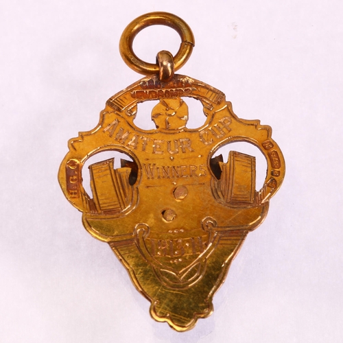 1269 - An early 20th century 9ct gold and enamel Kent County Football Association Amateur Cup Winners 1913-... 