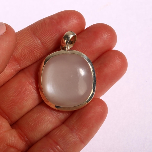 1350 - A modern silver moonstone set pendant, setting height excluding bale 27mm, 9g