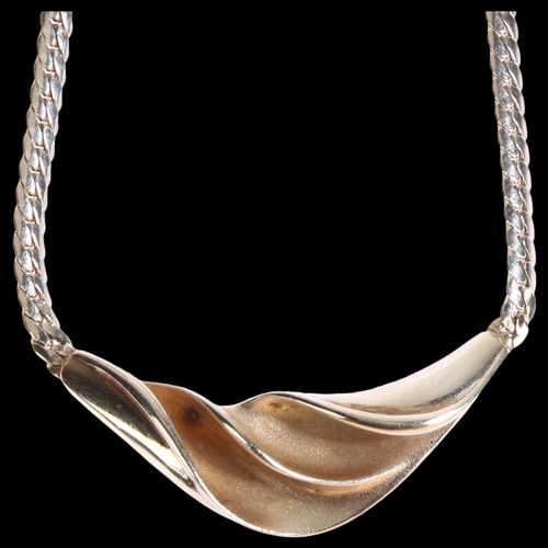 1356 - AAGAARD - a sterling silver abstract design necklace, length 45mm, 22g