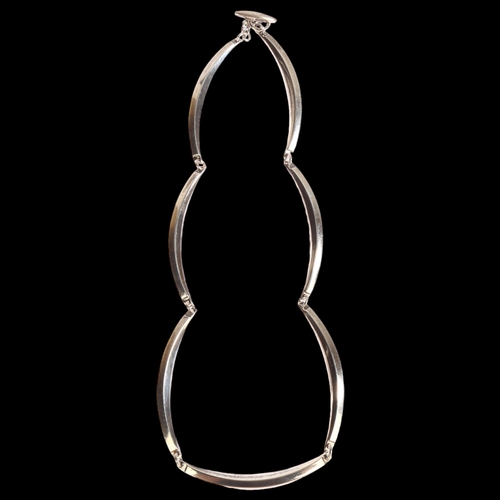 1357 - HERMANN SIERSBOL - a sterling silver plain long link necklace, length 37cm, 23g