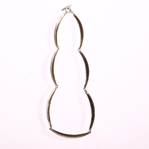 1357 - HERMANN SIERSBOL - a sterling silver plain long link necklace, length 37cm, 23g