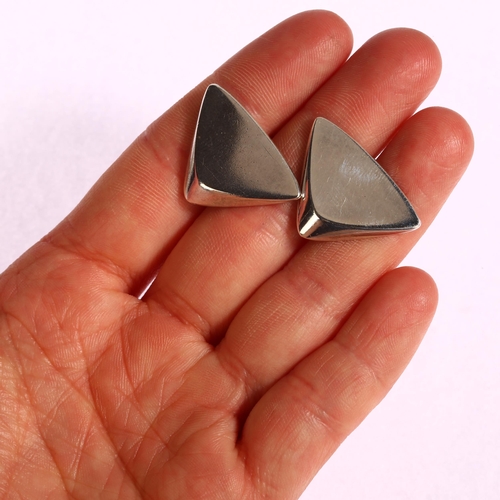 1361 - HANS HANSEN - a pair of sterling silver Delta wing design cufflinks, model no. 640, length 25mm, 17.... 