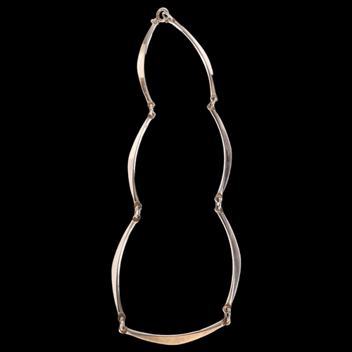 1364 - N E FROM - a Danish sterling silver plain form long link necklace, length 39cm, 25g