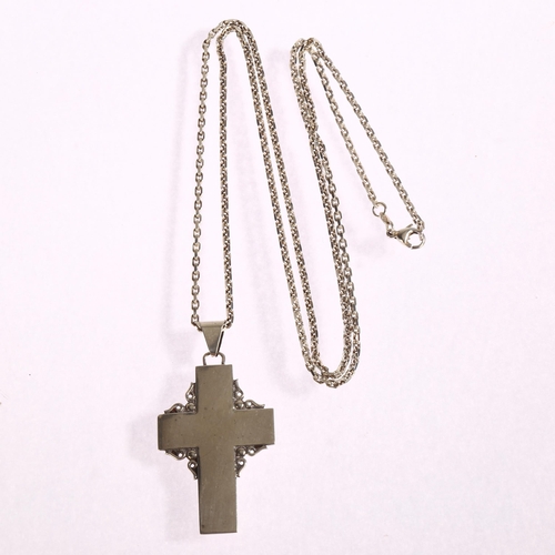 1366 - J BERNTH JENSEN - a Copenhagen silver cross pendant on sterling silver chain, cross height excluding... 