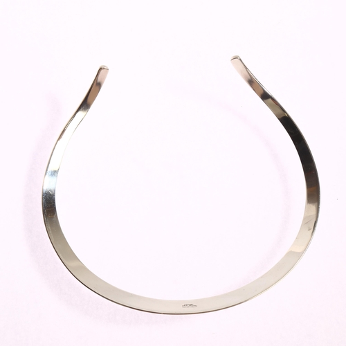 1383 - N E FROM - a Danish sterling silver neck torque, width at widest part 10mm, 41.5g