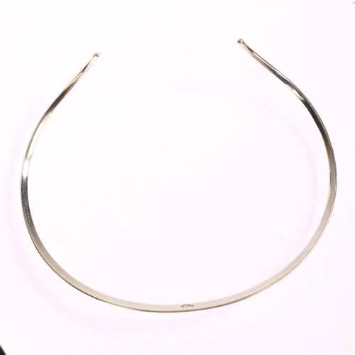 1384 - N E FROM - a Danish sterling silver neck torque, band width at widest part 5mm, 23g