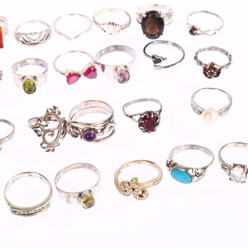 1388 - A collection of various silver rings, including Pandora