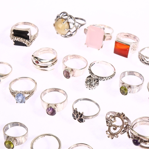 1388 - A collection of various silver rings, including Pandora