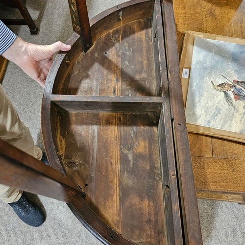 75 - A 19th century satinwood demi-lune fold over card table, with rosewood inlaid top, the base having b... 