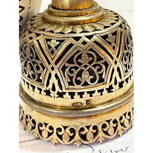 1419 - A Russian cast silver-gilt table bell, marked 84AM, Moscow circa 1910, height 12cm