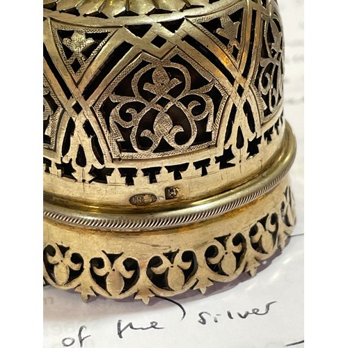 1419 - A Russian cast silver-gilt table bell, marked 84AM, Moscow circa 1910, height 12cm