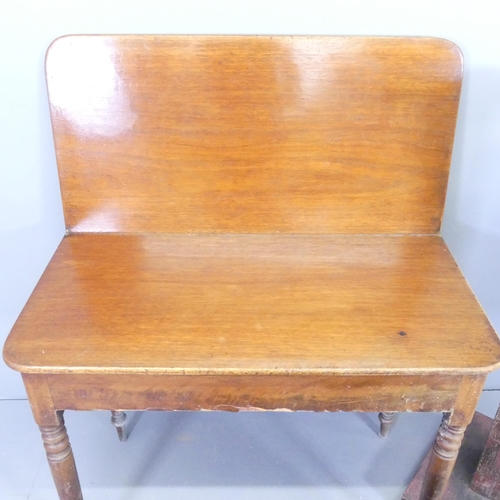 2712 - A Victorian mahogany fold-over tea table with single drawer, 91x70x45, A fishing tackle box, and a d... 