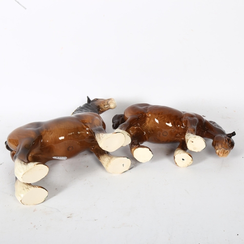 114 - 2 Beswick horses, study of Shire horses, tallest 22cm