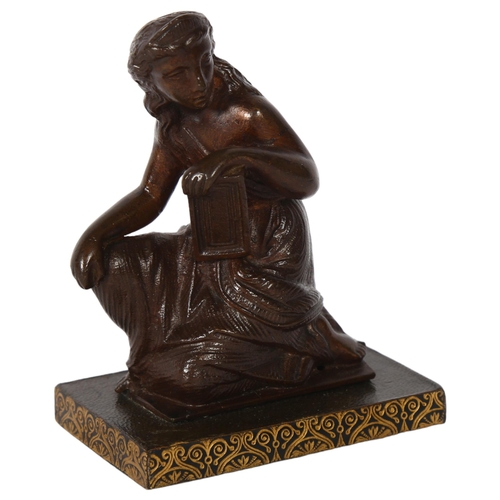 118 - A small patinated bronze study of a kneeling figure, H10cm