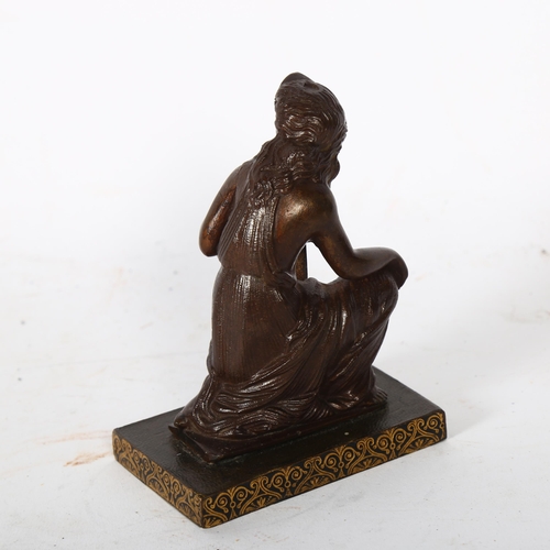 118 - A small patinated bronze study of a kneeling figure, H10cm