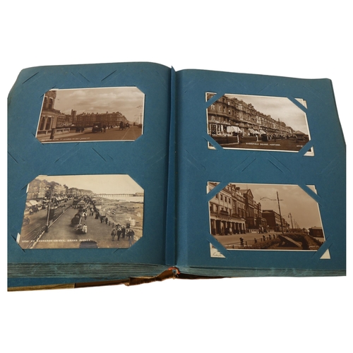 132 - A very good album of Vintage postcards, all depicting Hastings and St Leonards scenes, including the... 