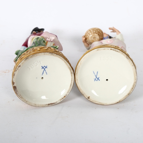 138 - A pair of German porcelain figures, a lady with a basket of fruit, and a man with a rose