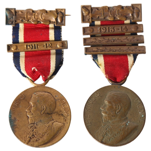 148 - 2 George V King's medals, 1911-1912 and 1913-1914, these were awarded by London County Council to P ... 