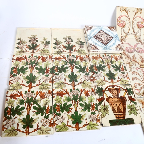 179 - A quantity of 15 Victorian transfer print tiles, all tiles 15 x 15cm, various stamps and reference n... 