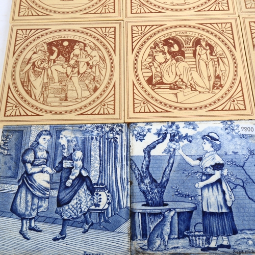 180 - 2 x 19th century Wedgwood Etruria tiles, with blue and white ceramic decoration, tiles are entitled ... 