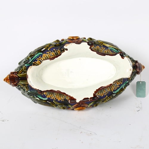 25 - A Victorian Rorstrand Majolica Heron table centre bowl, impressed 