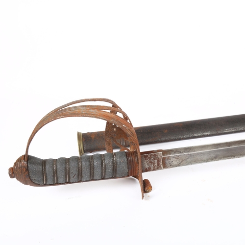 47 - A George V Infantry Officer's sword, with engraved blade and Royal cipher, maker's marks for Henry W... 