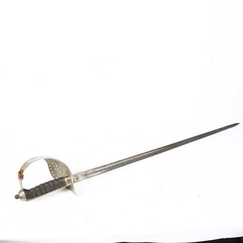 51 - An Elizabeth II George VI pattern sword, with engraved blade, steel hilt and ER cipher with shagreen... 