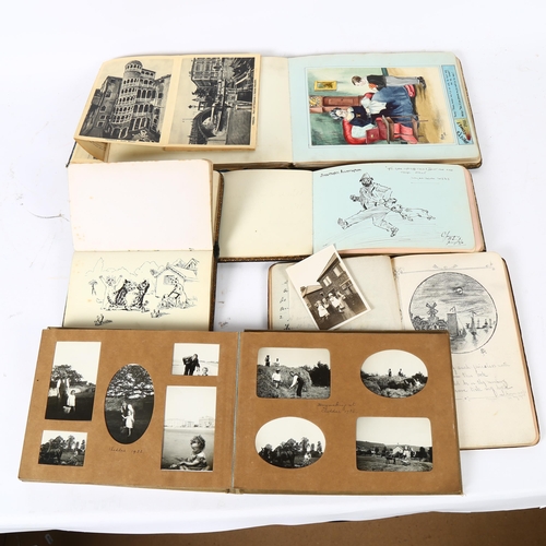 97 - A group of various albums, including family photographs, 4 various sketchbooks with drawings, sketch... 