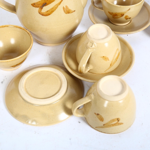 191 - HARRY & MAY DAVIS, CROWAN POTTERY (1946 - 62), CORNWALL - a Studio pottery coffee set, with 4 cups a... 