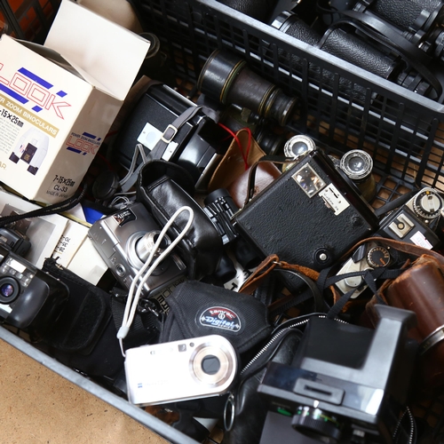 233 - A quantity of various Vintage cameras, binoculars, and other associated electrical equipment, includ... 