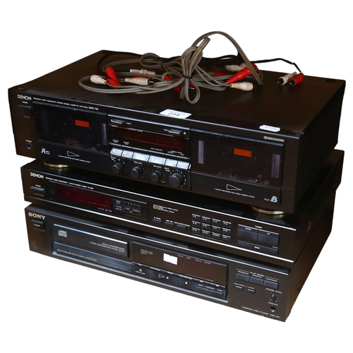 234 - A Denon Precision Audio Component/Stereo double-cassette tape deck, model DRW-750, and a Denon Preci... 