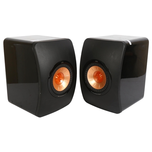 240 - KEF LS50 - a pair of 50th Anniversary KEF bookshelf speakers, model no. SP3787VA, colour black, with... 