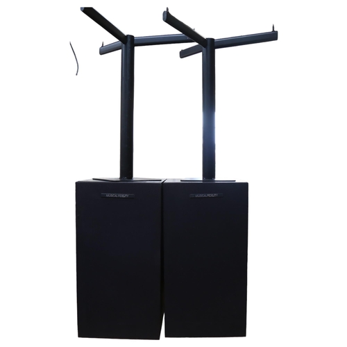 250 - MUSICAL FIDELITY  MC-2 - a pair of black wood floor standing speakers, with associated stands, seria... 