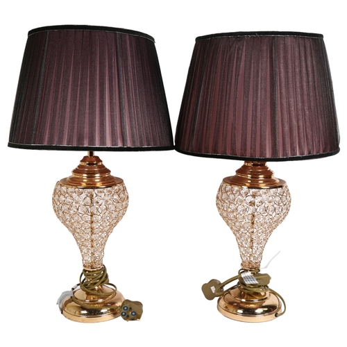 271 - A pair of modern table lamps, with associated shades, height including shade 66cm