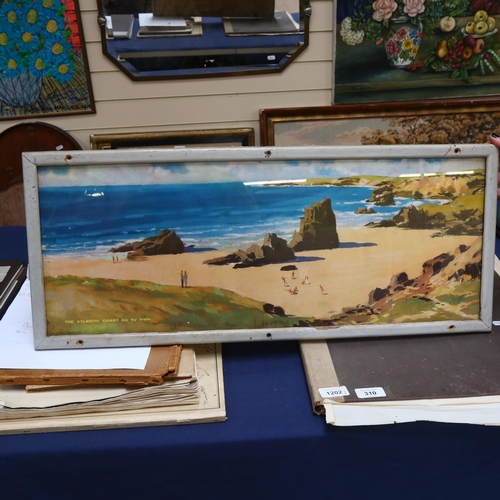 297 - M. A. Turner, 2 framed prints of steam engines pulling in and out of Hastings train station, prints ... 