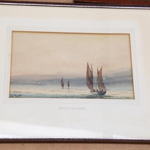 298 - 2 similar framed watercolours, of fishing boats/sailing boats off of Felpham, West Sussex, both fram... 