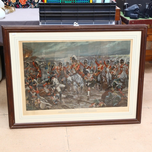 308 - A large framed print depicting the Duke of Wellington addressing his troops, 