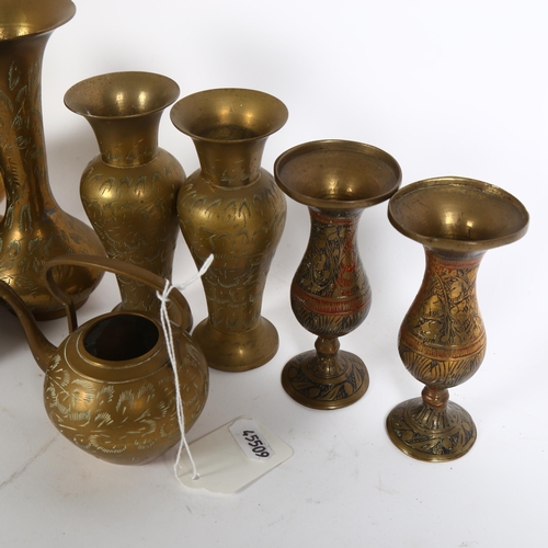 331 - A group of various brass items, including a brass boot with lace tie, and a quantity of Vintage Indi... 