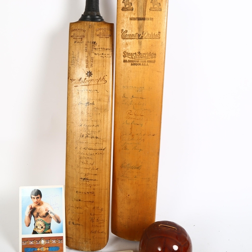 338 - A quantity of sporting memorabilia, including a programme from the First Ashes Test at Edgbaston in ... 