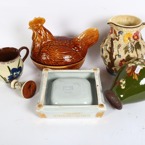 347 - A group of ceramic items, including an Indian tree hand painted relief vase, H21cm, a Price Kensingt... 