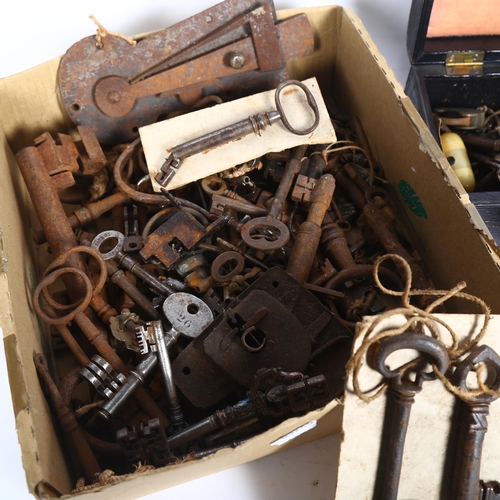 351 - A quantity of various Victorian and Antique keys, and the Construction of Locks by Charles Tomlinson