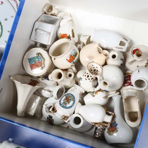 473 - A Haviland Limoges part tea set, and a boxful of miniature Crested Ware items