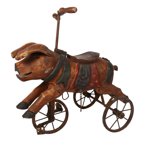 482 - A Vintage style toy pig child's tricycle, H48.5cm overall