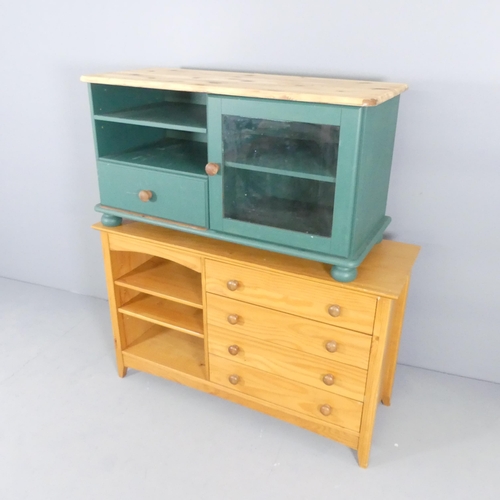 2727 - A Bauhaus style armchair, a painted pine media unit and a pine sideboard (116x72x41cm) (3).